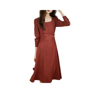 Mo Han Yi Mei Long Sleeved Dresses Women's Red