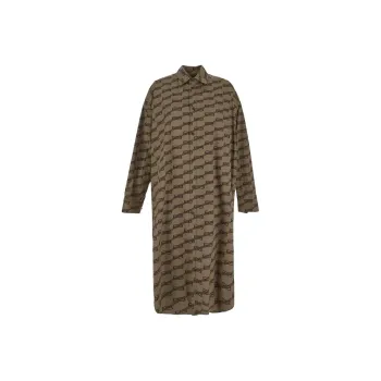 Balenciaga Long Sleeve Cocoon Dress 'Beige/Brown'