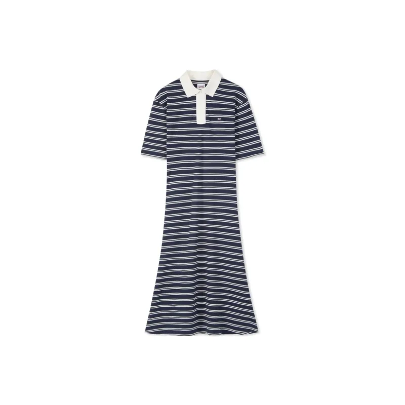 Tommy Hilfiger Short Sleeved Dress Women's Dark Blue Stripes-0