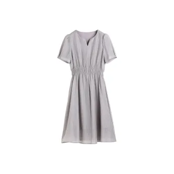 Hang Yi Court Short Sleeved Dress Women's Gray