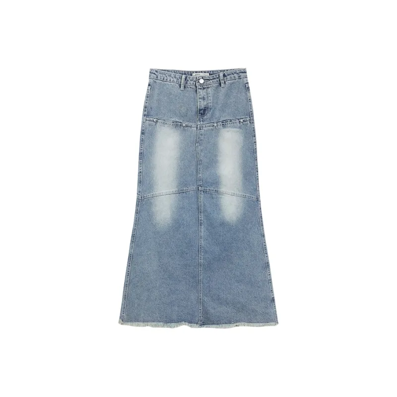 PAIN OR PLEASURE Denim Long Skirts Women's Blue-0