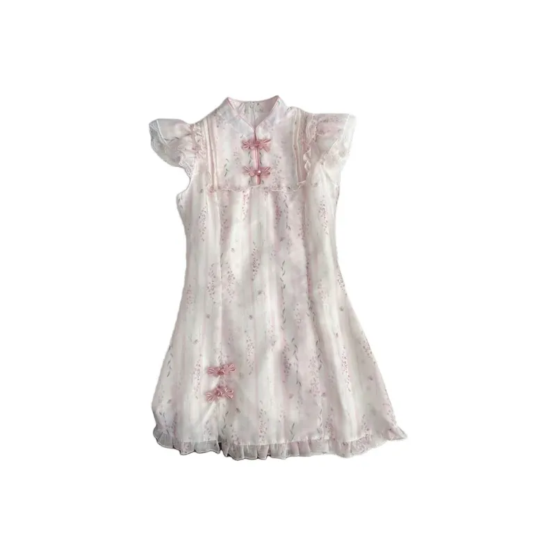 ABCMININ Short Sleeved Dress Women's Pink-0