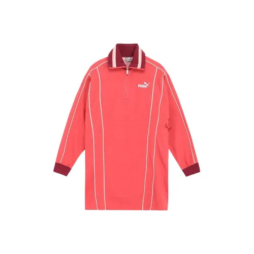 PUMA Long-Sleeved Dresses Women's Rose Red