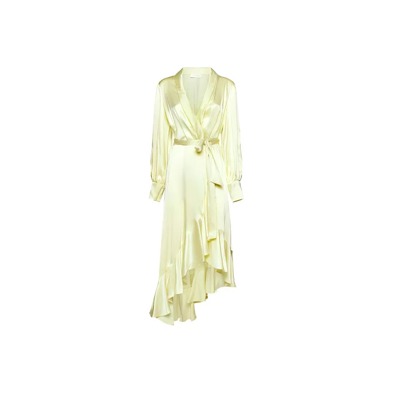 Zimmermann V Neck Asymmetric Hem Midi Dress-0