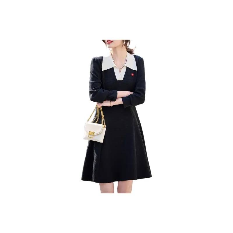 【dme】 Long Sleeved Dresses Women's Black-0