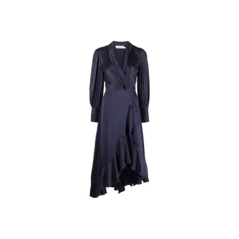 Zimmermann Wrap Satin Midi Dress