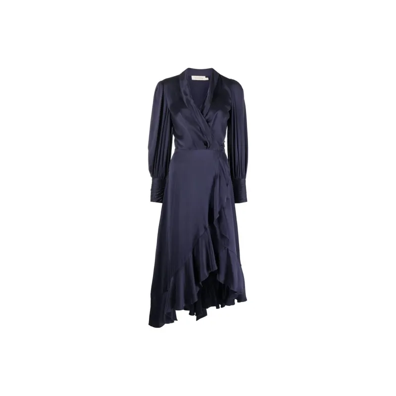 Zimmermann Wrap Satin Midi Dress-0