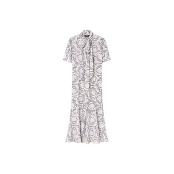 VERSACE Barocco Lavallière Scarf-Detailed Midi Dress