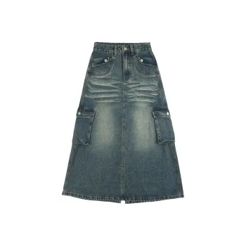 Jonas Wagell Denim Long Skirt Women's Vintage Blue