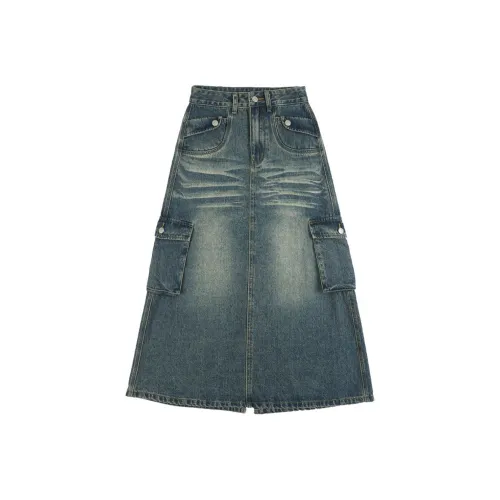 Jonas Wagell Denim Long Skirt Women's Vintage Blue