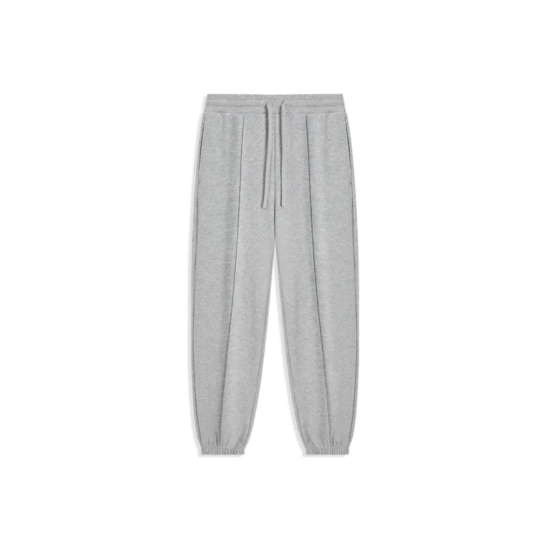 XTEP Little C Pants Knitted Sports Pants Fleece Lined Women's Light Heather Gray-0