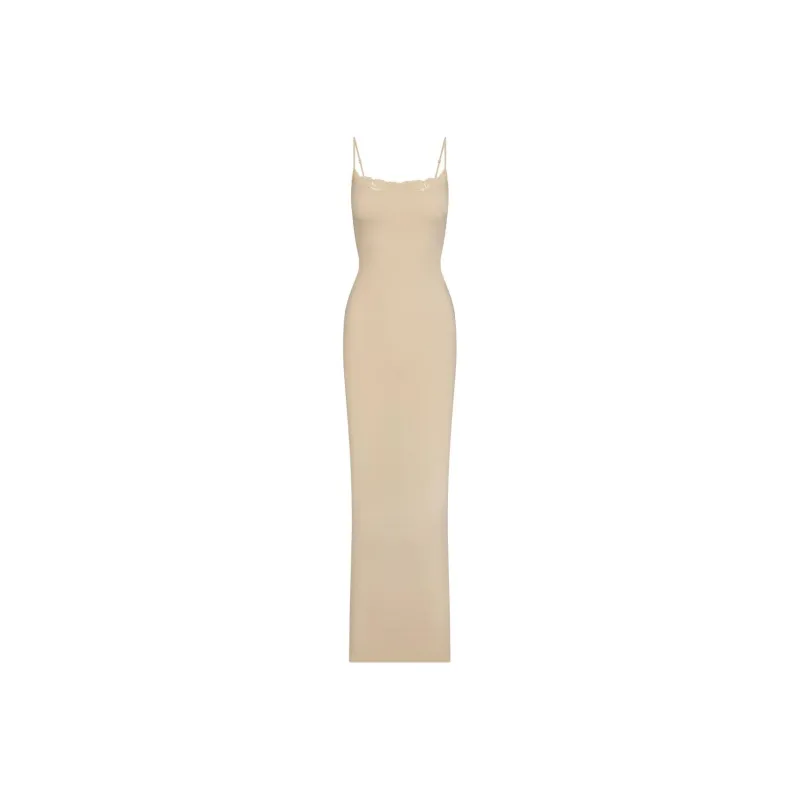 SKIMS FITS EVERYBODY CORDED LACE LONG SLIP DRESS Slip Dresses Women's SAND/Sand-0