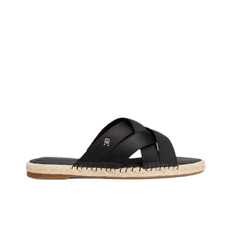 Tommy Hilfiger TH Monogram Rubber Sole Abrasion Resistant Slide Slippers Women's Black-1