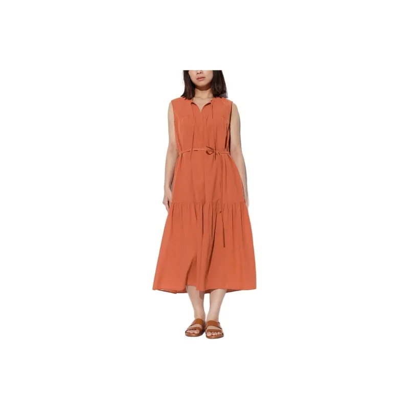 UNIQLO Sleeveless Dress Women's Orange Red-0