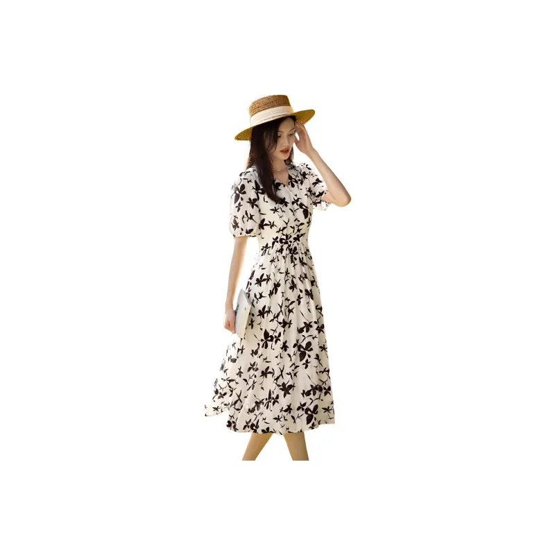XWI Short Sleeved Dress Women's Thousand Beige Black-0