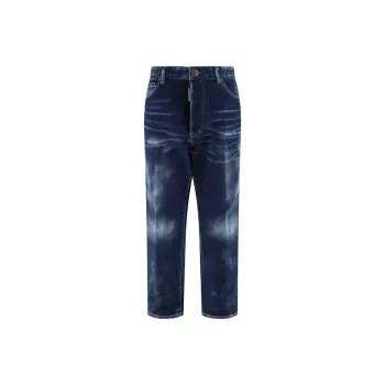 DSQUARED 2 Straight Leg Distressed Cropped Jeans