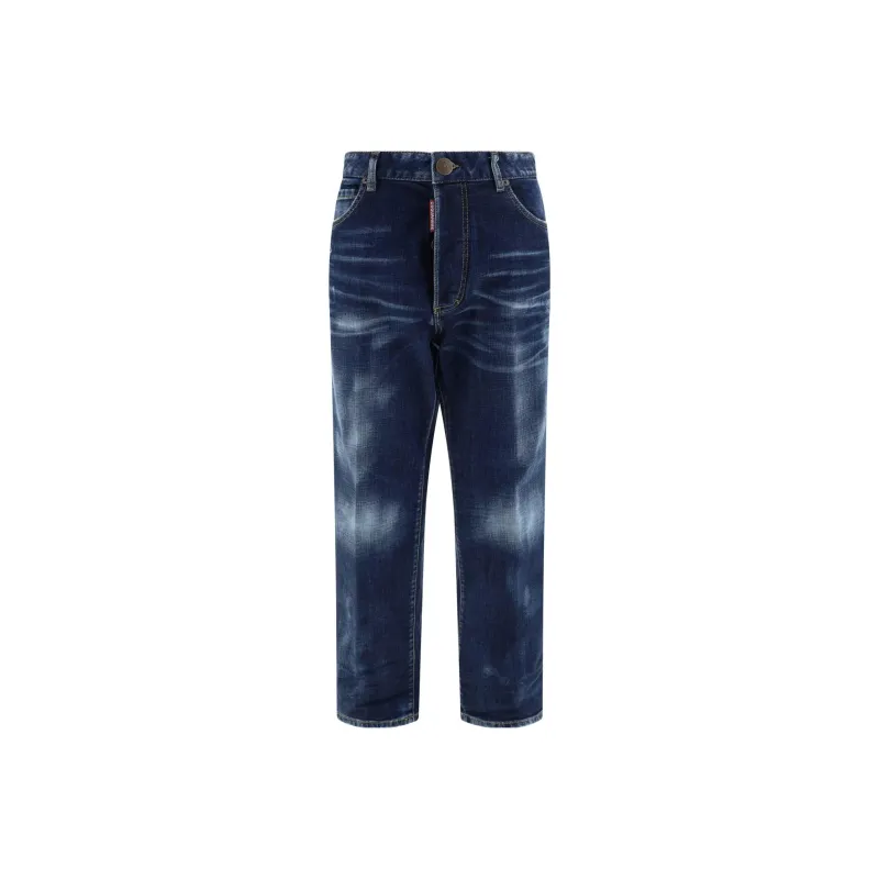 DSQUARED 2 Straight Leg Distressed Cropped Jeans-0
