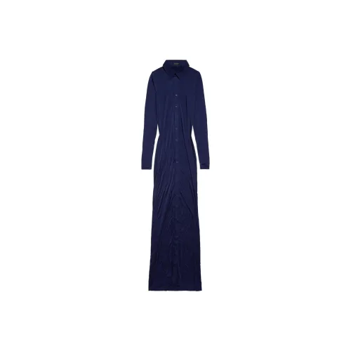 Balenciaga SS25 Long Sleeved Dresses Regular Fit Women's Marine Blue
