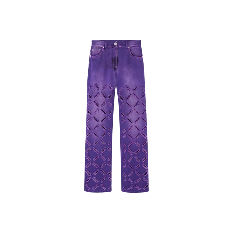 VERSACE Ripped detail Straight leg Jeans-0