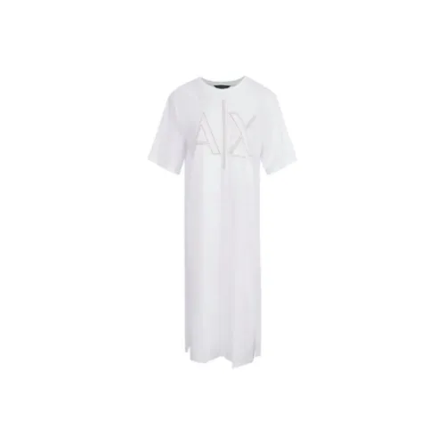 ARMANI EXCHANGEAE Short-Sleeved Dresses Women's Optical White Color