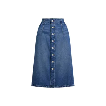 Ralph Lauren SS25 Denim Long Skirt Women's Blue