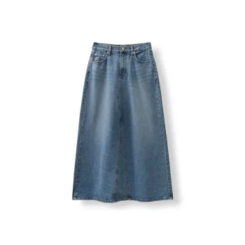 Le Alfashionline Denim Long Skirt Women's Blue