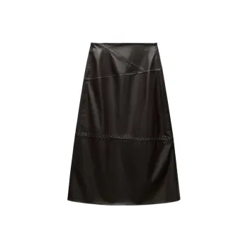 ZARA Leather Long Skirts Women's Purple