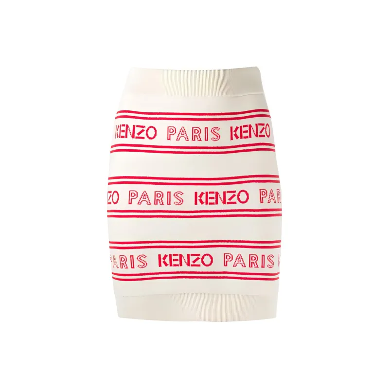 KENZO Letter Logo Casual Short Skirts Women's White-0