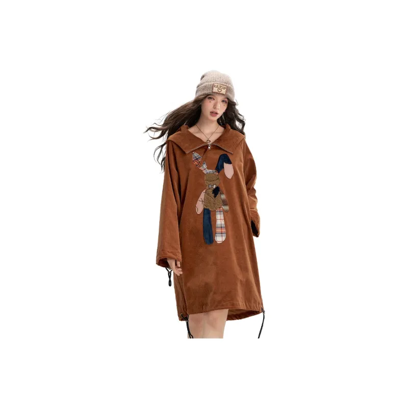 ELF SACK Long Sleeved Dress Women's Caramel-0