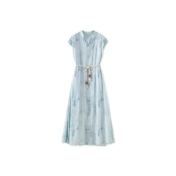 Mapping Short Sleeved Dress Women's Blue