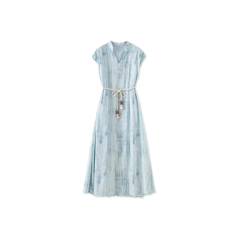 Mapping Short Sleeved Dress Women's Blue-0