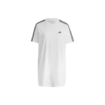 Adidas Essentials 3-Stripes Single Jersey Boyfriend Tee Dress Short-Sleeved Dresses Women's White