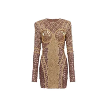 BALMAIN All over Embroidered Short Dress