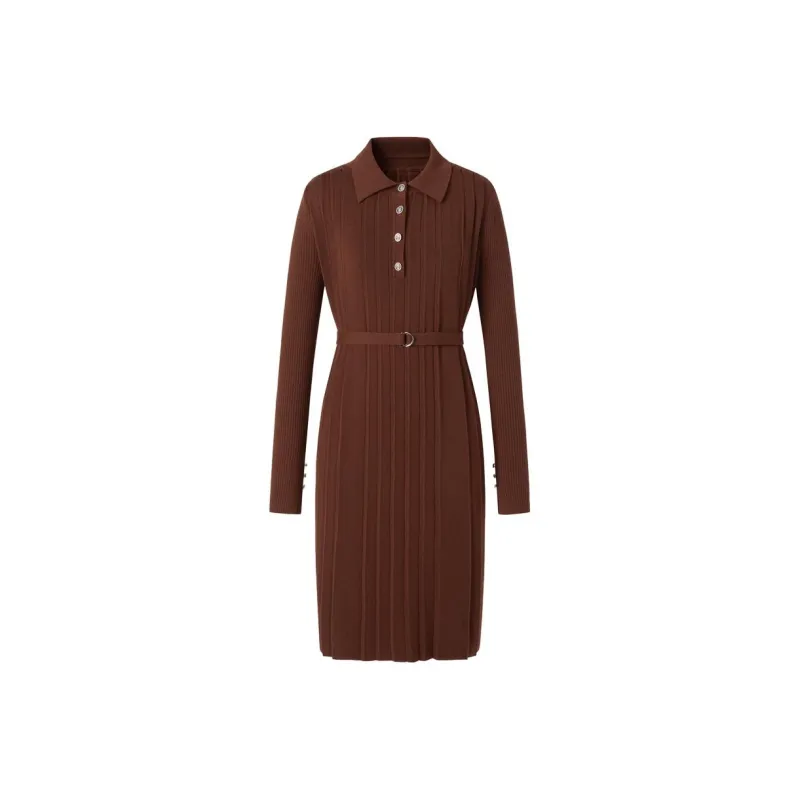 JZ Juzui Long Sleeved Dresses Women's Brown-0