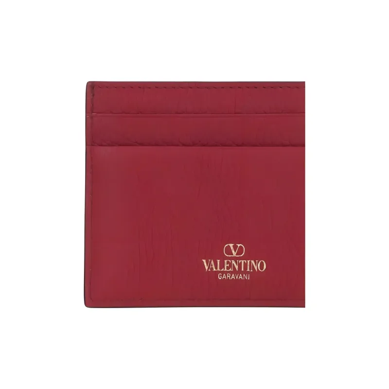 Valentino Calfskin Card Holder Women's Red-4
