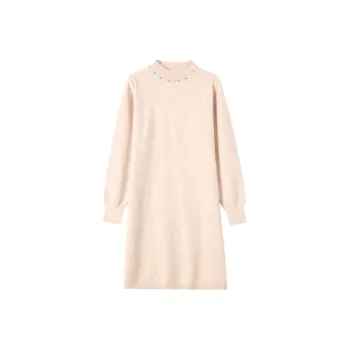 Korean Style Long Sleeved Dresses Women's Apricot