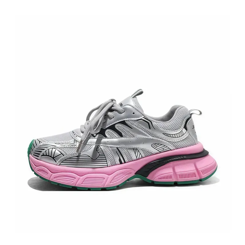 Fawn Miri Slip Resistant Low Top Chunky Sneakers Women's Pink-5