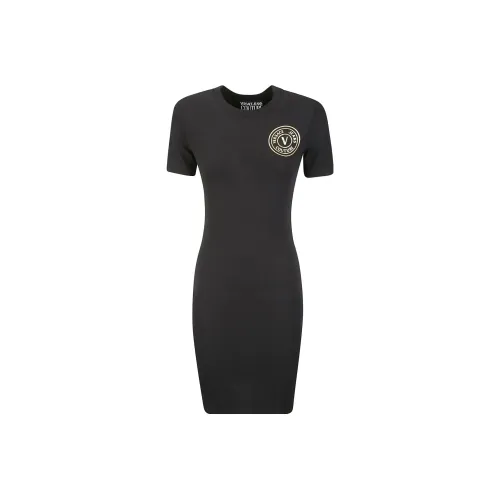 VERSACE JEANS COUTURE Logo Printed Short Sleeved Stretched Dress