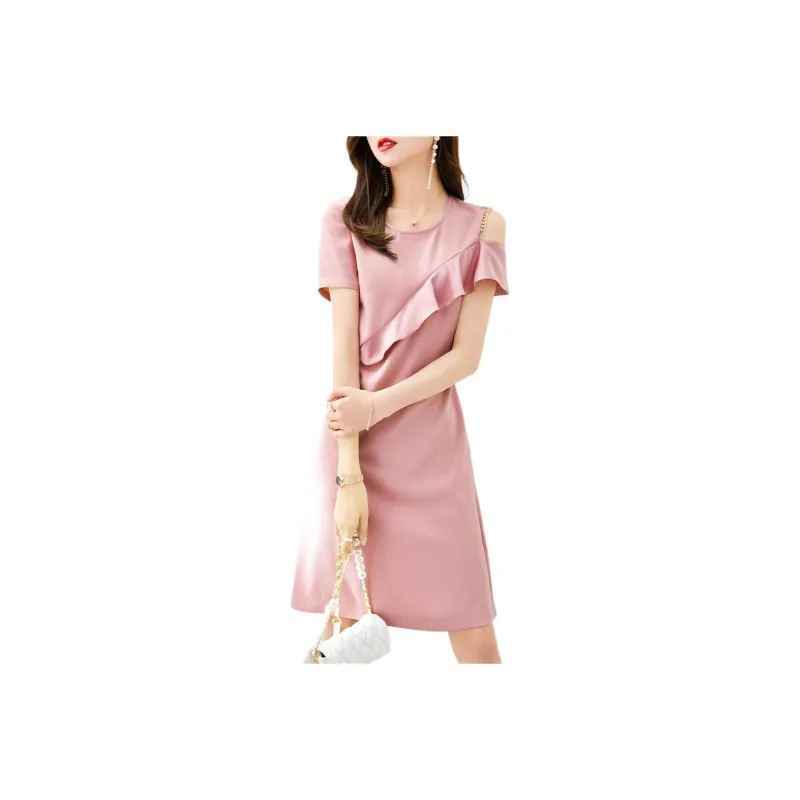 Mo Han Yi Mei Short Sleeved Dress Women's Pink-0