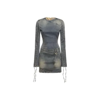 Acne Studios Laced Sleeve Mini Denim Dress