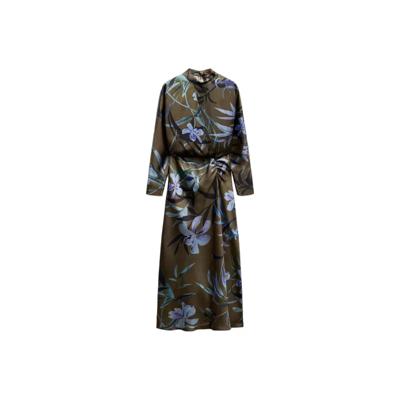 ZARA Long-Sleeved Dresses Women's Green/Blue-0