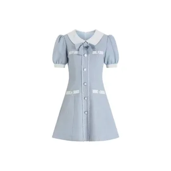 Lookinto Short Sleeved Dress Women's Light Blue