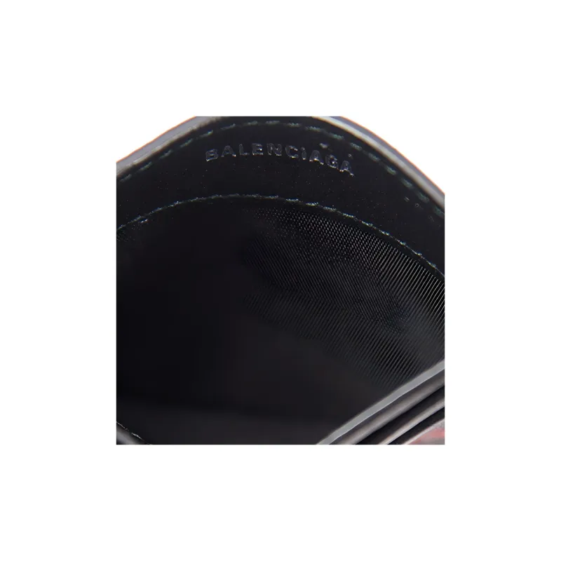 Balenciaga Cow Leather Card Set Card Holder Unisex Black & Red-4