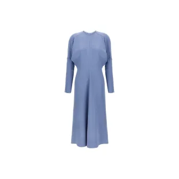 Victoria Beckham Cady Draped Crewneck Midi Dress
