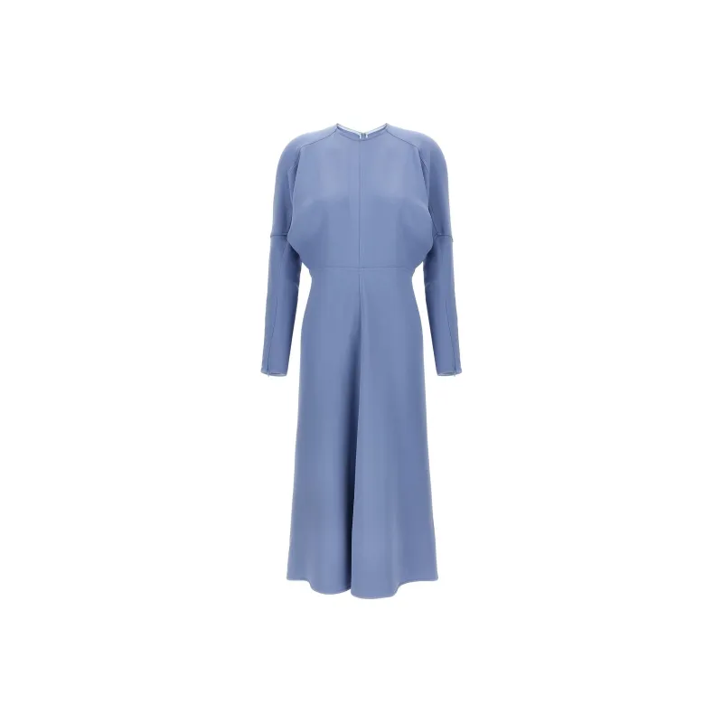 Victoria Beckham Cady Draped Crewneck Midi Dress-0