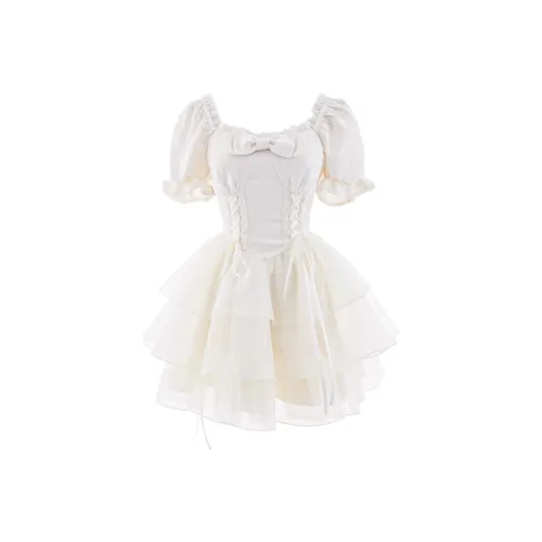 COSYISM Short Sleeved Dress Women's Apricot