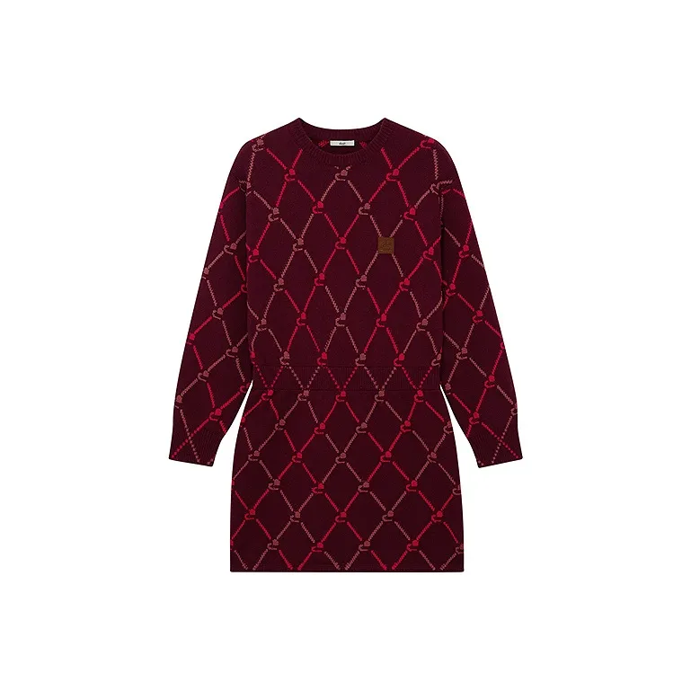 D'zzit Long Sleeved Dress Women's Dark Red-0