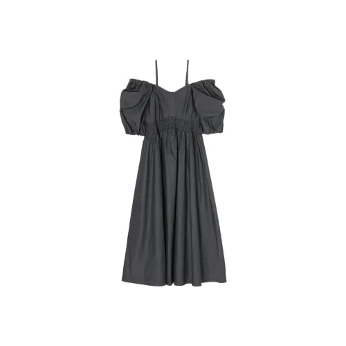 MOUSSY 블랙 여성 반팔 원피스