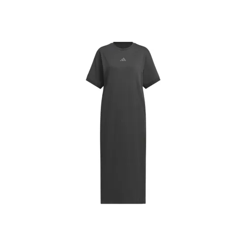 Adidas Word Short Sleeved Dress Women's Carbon Gray
