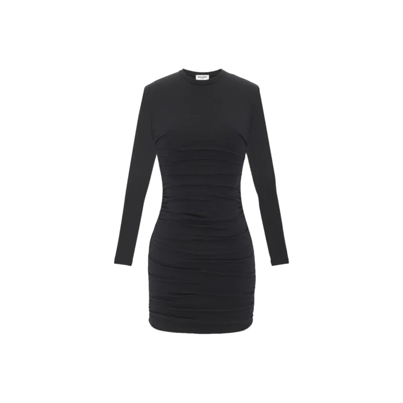 SAINT LAURENT Draped design Wool Dress-0